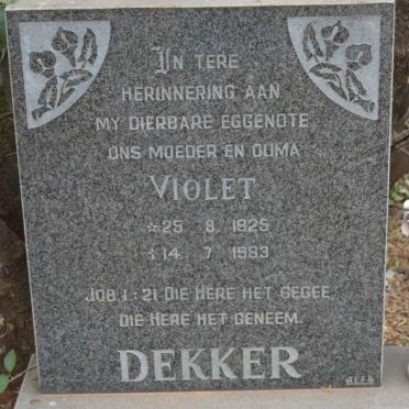 DEKKER Violet 1925-1983