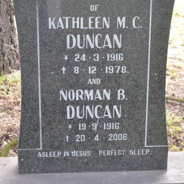 DUNCAN Norman B. 1916-2006 &amp; Kathleen M.C. 1916-1978