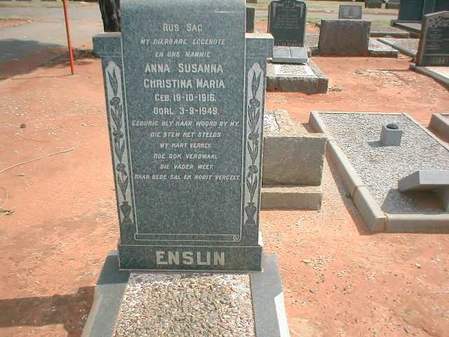 ENSLIN Anna Susanna Christina Maria 1916-1949
