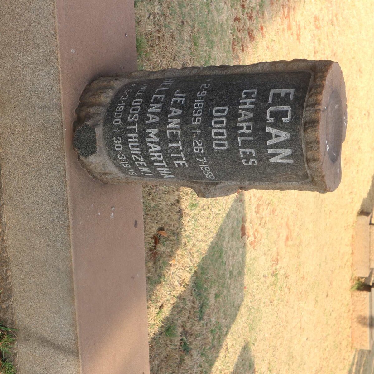 EGAN Charles Dodd 1899-1959 &amp; Jeanette Helena Martha OOSTHUIZEN 1900-1975