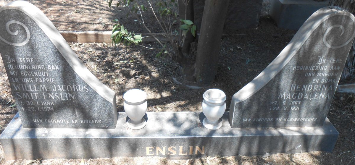ENSLIN Willem Jacobus Smit 1896-1974 &amp; Hendrina Magdalena 1903-1981