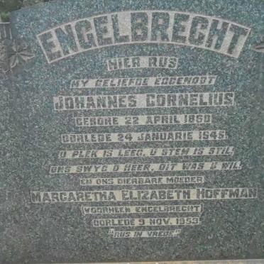 ENGELBRECHT Johannes Cornelius 1860-1945 &amp; HOFMANN Margaretha Elizabeth formerly ENGELBRECHT  -1953