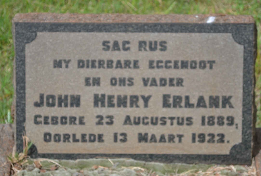 ERLANK John Henry 1889-1922