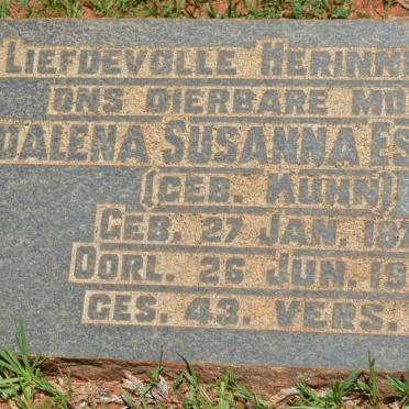 ESTERHUIZEN Magdalena Susanna nee KUHN 1876-1937