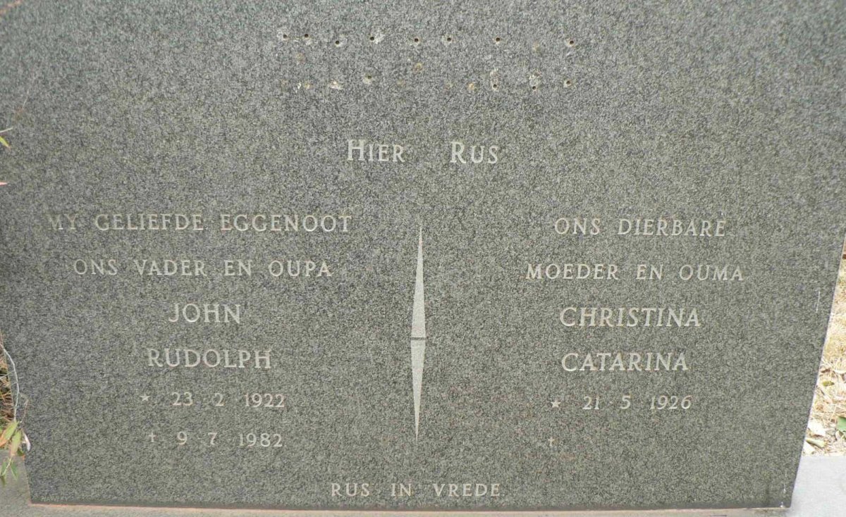ENSLIN John Rudolph 1922-1982 &amp; Christina Catarina 1926-