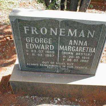 FRONEMAN George Edward 1909-1957 &amp; Anna Margaretha BESTER 1915-1982