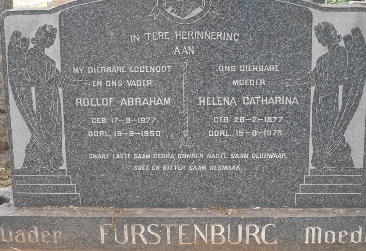 FURSTENBURG Roelof Abraham 1877-1950 &amp; Helena Catharina 1877-1973
