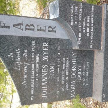 FABER Johannes Myer 1921-2001 &amp; Maria Dorothy 1923-2004