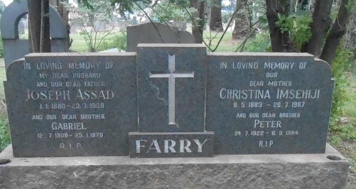 FARRY Joseph Assad 1880-1968 &amp; Christina Imsehiji 1883-1987 :: FARRY Gabriel 1908-1979 :: FARRY Peter 1922-1984