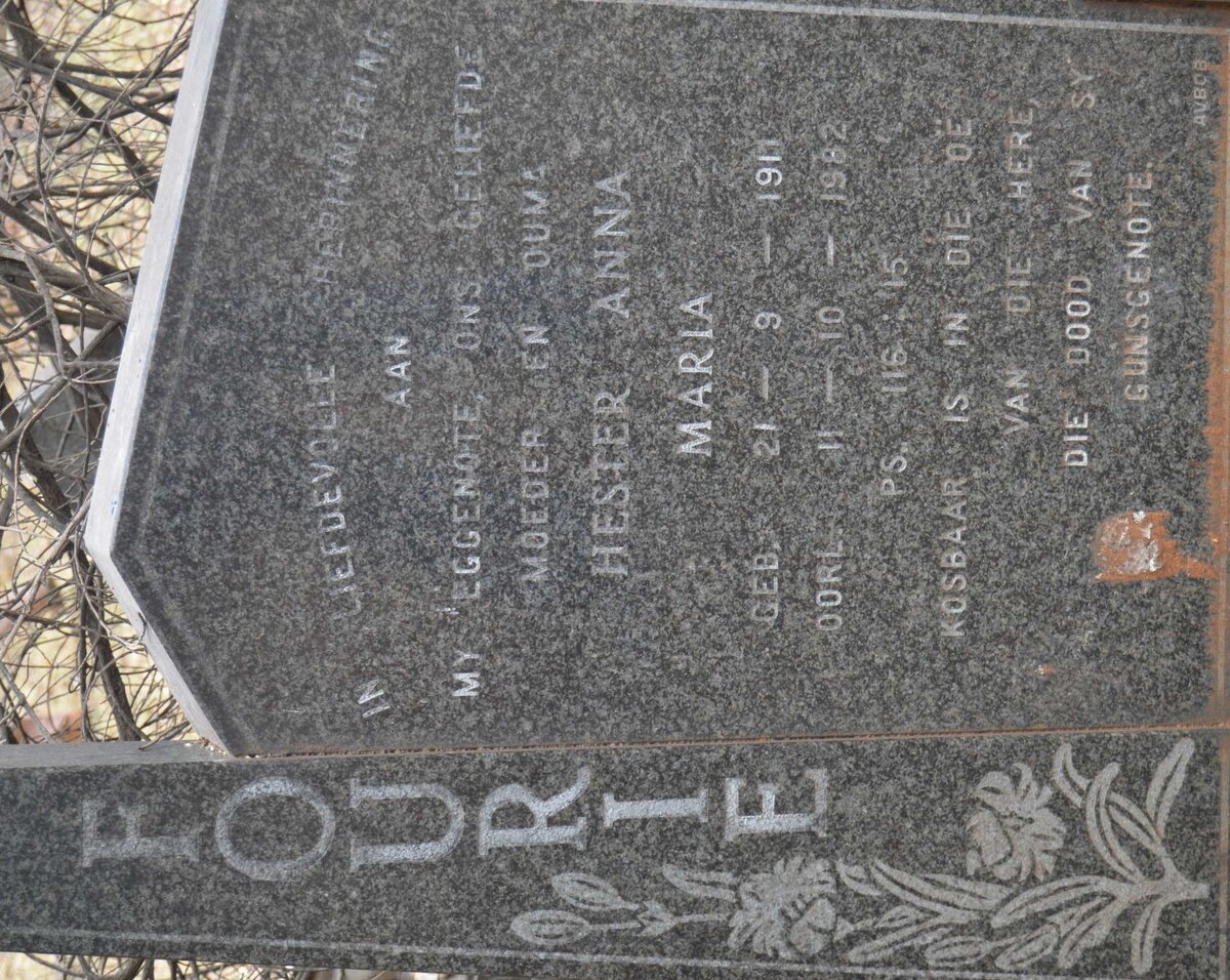 FOURIE Hester Anna Maria 1911-1982