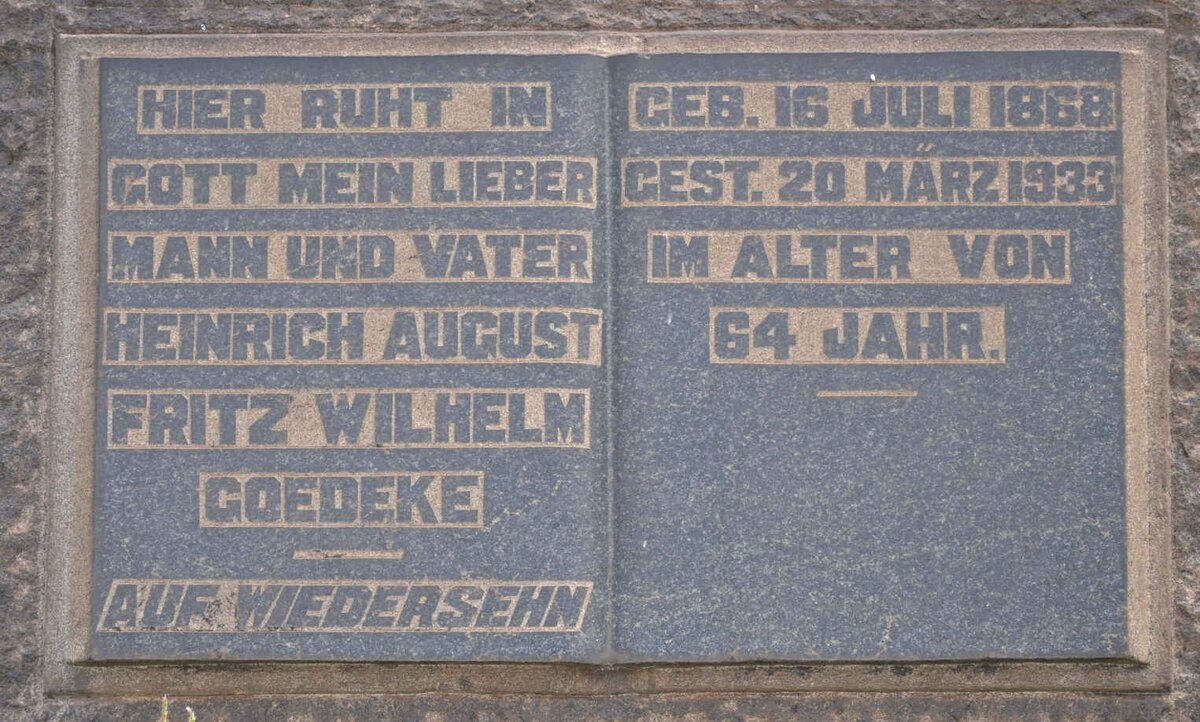 GOEDEKE Heinrich August Fritz Wilhelm 1868-1933