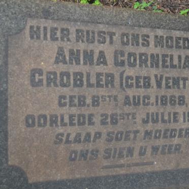 GROBLER Anna Cornelia nee VENTER 1868-1931