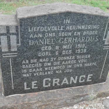 GRANGE Daniel Gerhardus, le 1919-1938