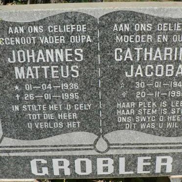 GROBLER Johannes Matteus 1936-1995 &amp; Catharina Jacoba 1942-1995