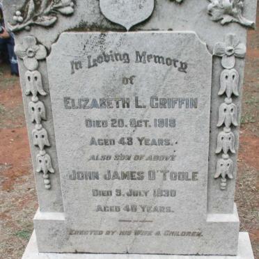 GRIFFIN Elizabeth L. -1918 :: O'TOOLE John James -1930