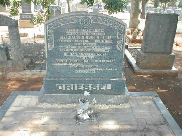 GRIESSEL Stephanus C.P. 1877-1941 &amp; Johanna A.D. SMAL 1880-1947