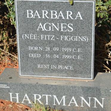 HARTMANN Barbara Agnes nee FITZ-FIGGINS 1919-1999