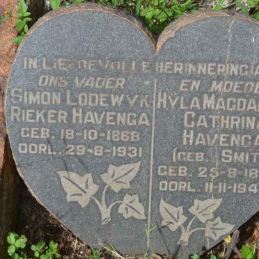 HAVENGA Simon Lodewyk Rieker 1868-1931 &amp; Hyla Magdalena Cathrina SMITH 1869-1943