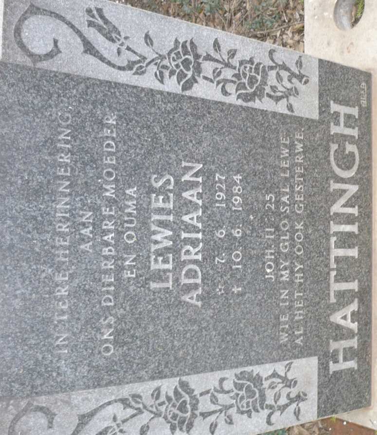 HATTINGH Lewies Adriaan 1927-1984