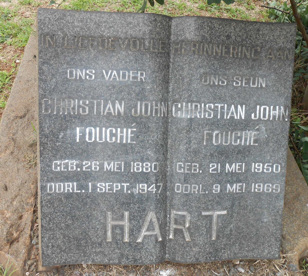HART Christian John Fouché 1880-1947 :: HART Christian John Fouché 1950-1969