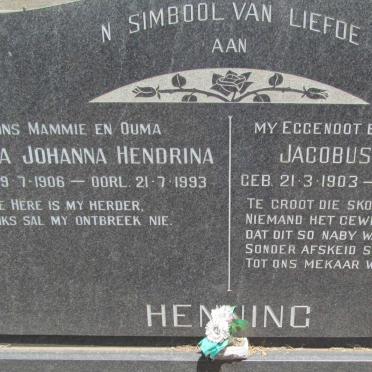 HENNING Jacobus Daniel 1903-1966 &amp; Maria Johanna Hendrina 1906-1993