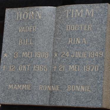 HORN Bill 1908-1965 :: TIMM Rina 1949-1970