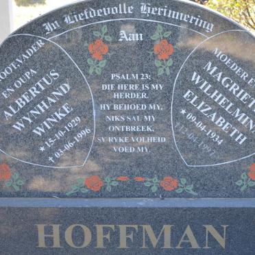 HOFFMAN Albertus Wynhand Winke 1929-1996 &amp; Magrietha Wilhelmina Elizabeth 1934-1997