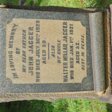 JAGGER John -1920 :: JAGGER Walter Millar -1921