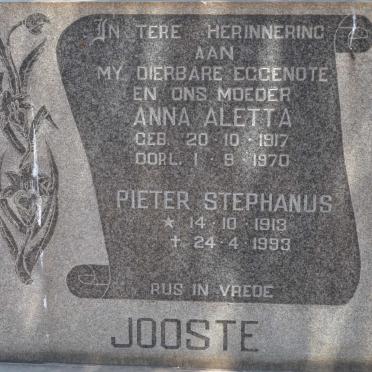 JOOSTE Pieter Stephanus 1913-1993 &amp; Anna Aletta 1917-1970