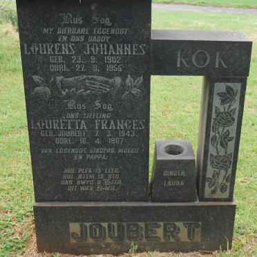 JOUBERT Lourens Johannes 1902-1955 :: KOK Louretta Frances nee JOUBERT 1943-1967