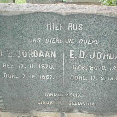 JORDAAN J.E. 1870-1957 &amp; E.D. 1868-1957
