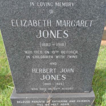 JONES Herbert John 1885-1925 &amp; Elizabeth Margaret 1883-1918
