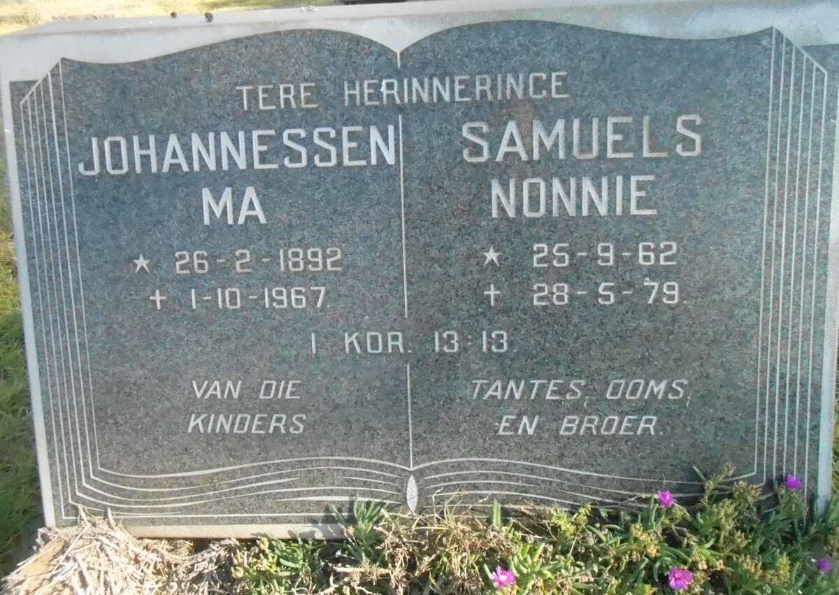 JOHANNESSEN Ma 1892-1967 :: SAMUELS Nonnie 1962-1979