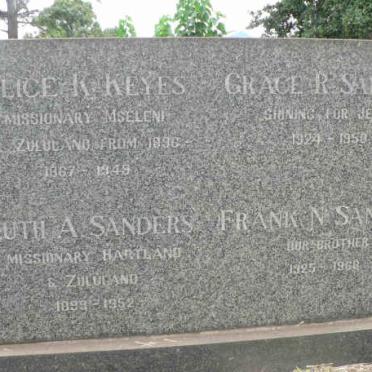 KEYES Alice K. 1867-1949 :: SANDERS Ruth A. 1899-1952 :: SANDERS Grace R. 1924-1950 :: SANDERS Frank N. 1925-1968