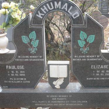 KHUMALO Paulose 1914-2002 &amp; Elizabeth 1921-2001