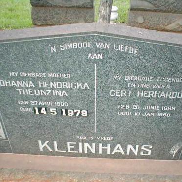 KLEINHANS Gert Herhardus 1889-1960 &amp; Johanna Hendricka Theunzina 1908-1978