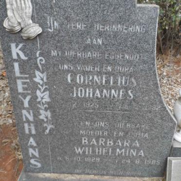 KLEYNHANS Cornelius Johannes 1925-1982 &amp; Barbara Wilhelmina 1929-1985