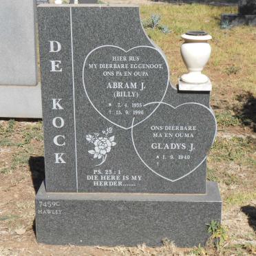 KOCK Abram J., de 1935-1996 &amp; Gladys J. 1940-