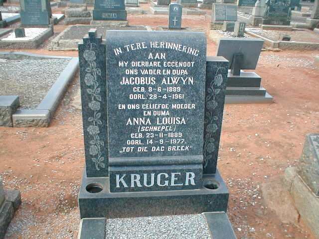 KRUGER Jacobus Alwyn 1889-1961 &amp; Anna Louisa SCHNEPEL 1889-1977