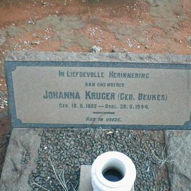 KRUGER Johanna nee BEUKES 1882-1944