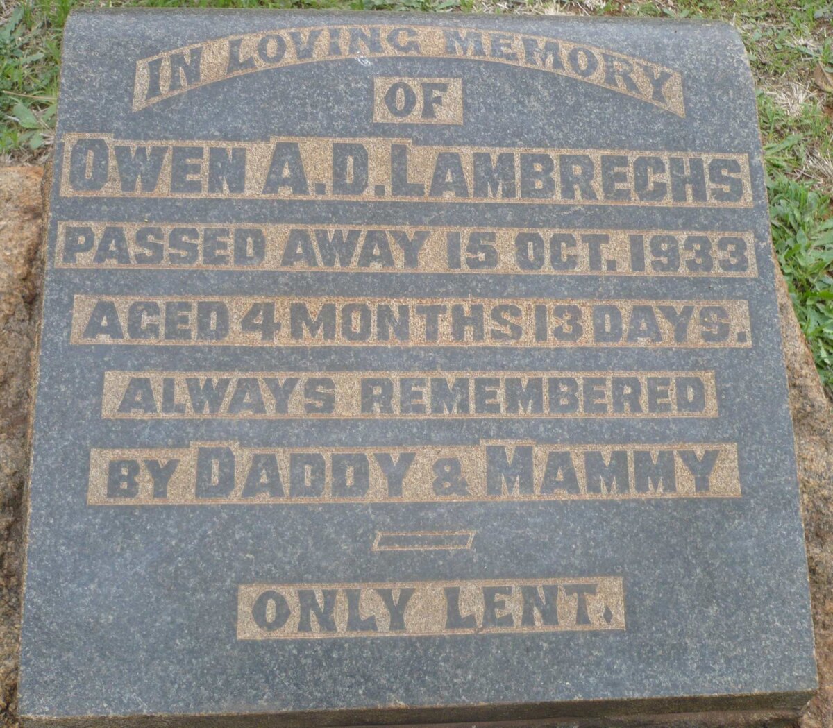 LAMBRECHS Owen A.D. -1933