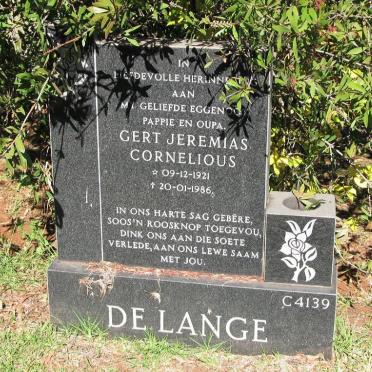 LANGE Gert Jeremias Cornelious, de 1921-1986