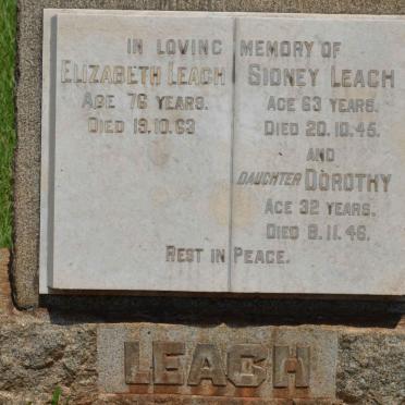 LEACH Sidney -1945 &amp; Elizabeth -1963 :: LEACH Dorothy -1946