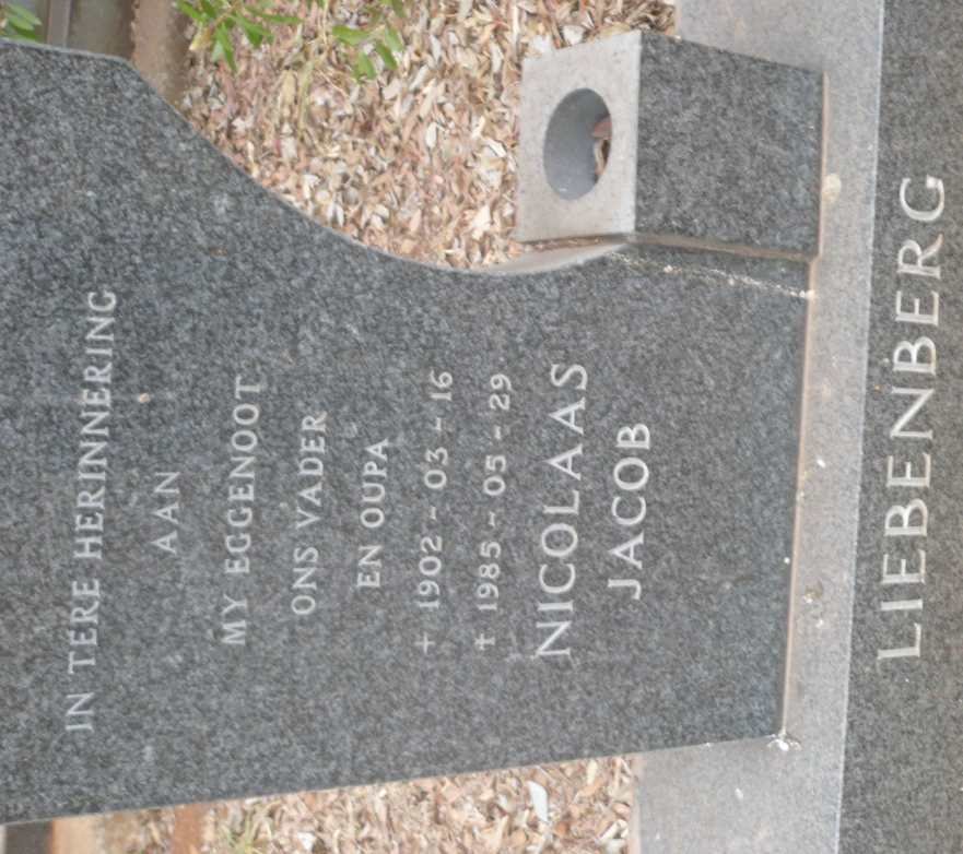 LIEBENBERG Nicolaas Jacob 1902-1985
