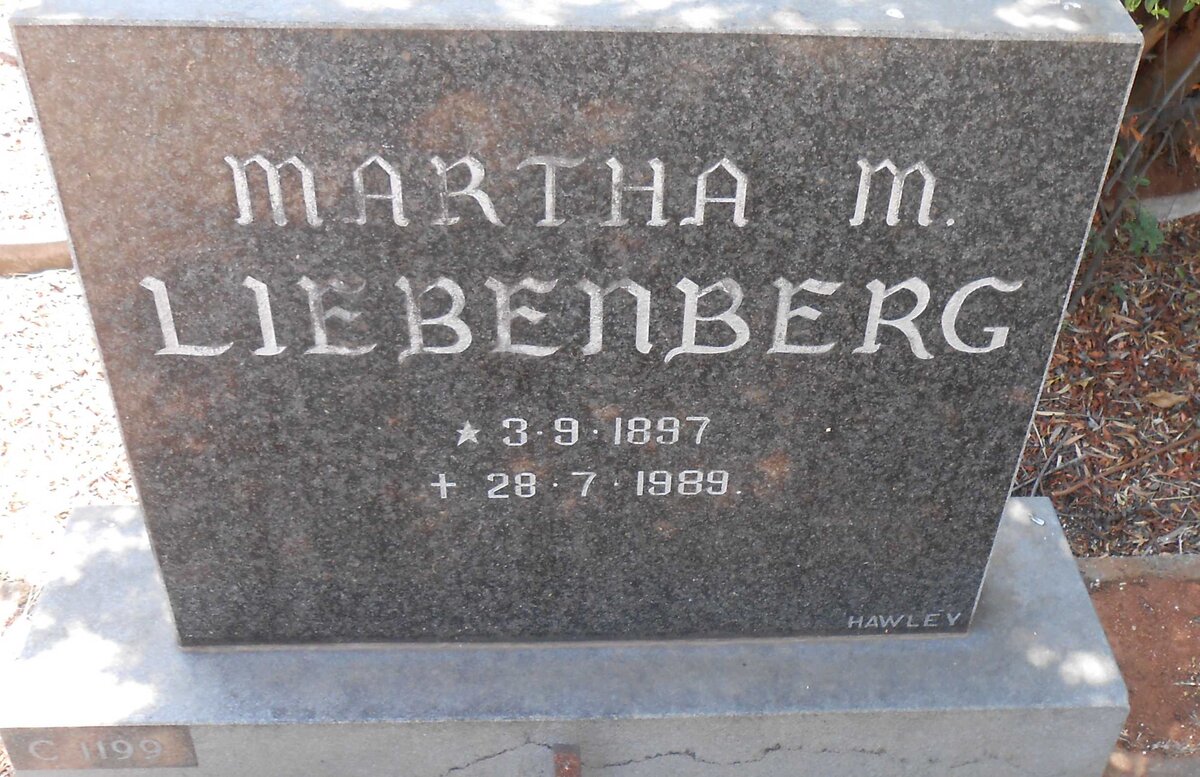 LIEBENBERG Martha M. 1897-1989