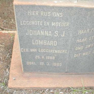 LOMBARD Johanna S.J. nee  VAN LOGGERENBERG 1888-1965