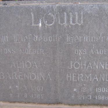 LOUW Johannes Hermanus 1902-1986 &amp; Alida Barendina 1907-1985