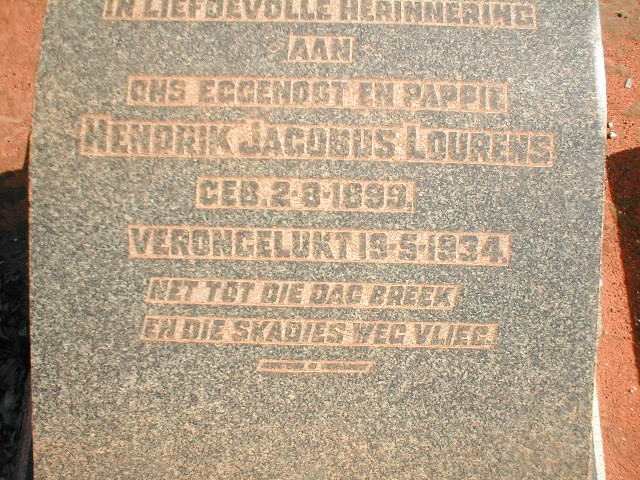 LOURENS Hendrik Jacobus 1899-1934