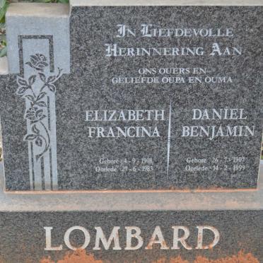 LOMBARD Daniel Benjamin 1907-1999 &amp; Elizabeth Francina 1908-1983