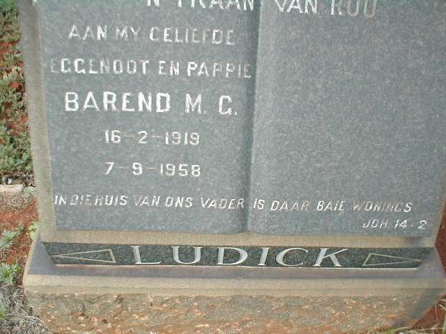 LUDICK Barend M.C. 1919-1958